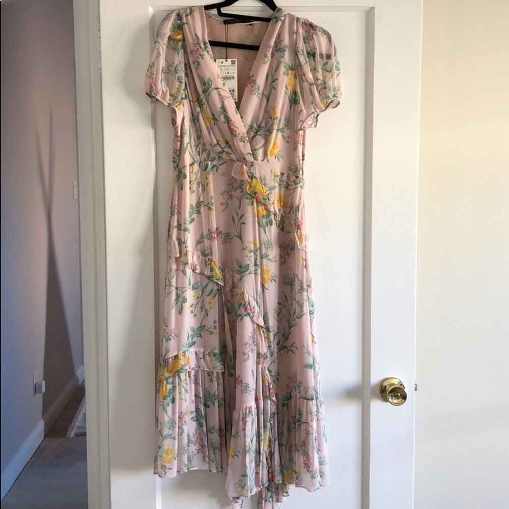 NWT Zara floral pink maxi dress